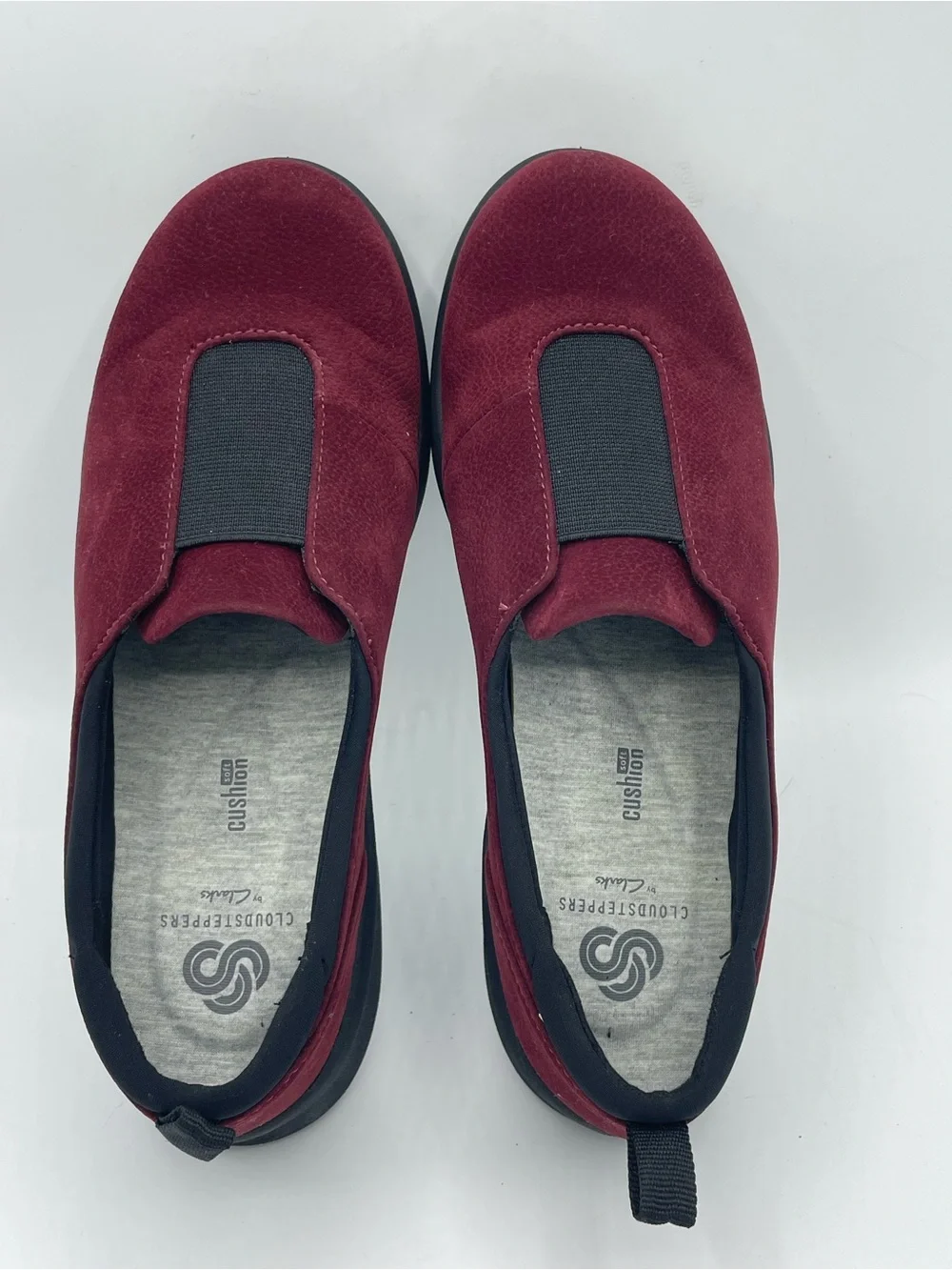 Clarks Cloudsteppers Sullivan Casual Slip-On Suede Sneakers in Burgundy